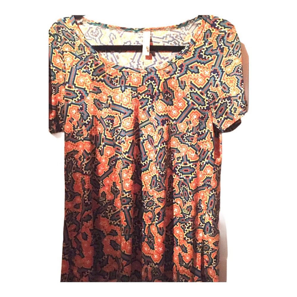 LuLaRoe Extra Long Blouse Orange Multi-Color S
